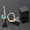 Oro Laminado Leverback Earring, Gold Filled Style with Blue Topaz Cubic Zirconia, Polished, Golden Finish, 5.128.086