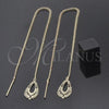 Oro Laminado Threader Earring, Gold Filled Style Leaf Design, Golden Finish, 02.63.0637
