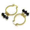 Oro Laminado Small Hoop, Gold Filled Style with Black Crystal, Polished, Golden Finish, 02.63.2752.25