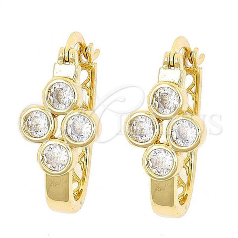 Oro Laminado Small Hoop, Gold Filled Style with White Cubic Zirconia, Polished, Golden Finish, 02.196.0022.15