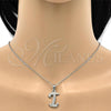 Stainless Steel Pendant Necklace, Initials and Rolo Design, with White Crystal, Polished, Steel Finish, 04.238.0008.1.18