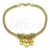 Oro Laminado Fancy Bracelet, Gold Filled Style Ball Design, Polished, Golden Finish, 03.213.0267.07