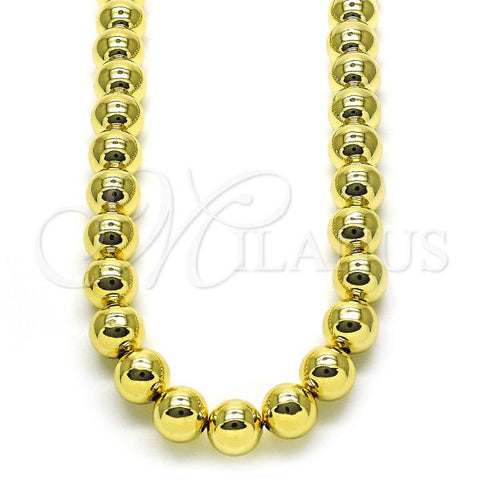 Oro Laminado Fancy Necklace, Gold Filled Style Ball and Hollow Design, Polished, Golden Finish, 03.341.0192.18