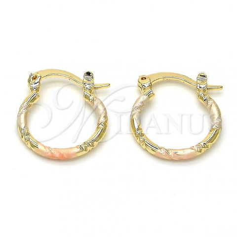 Oro Laminado Small Hoop, Gold Filled Style Diamond Cutting Finish, Tricolor, 02.96.0088.2.15