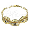 Oro Laminado Fancy Bracelet, Gold Filled Style Shell Design, Polished, Golden Finish, 03.63.2080.07