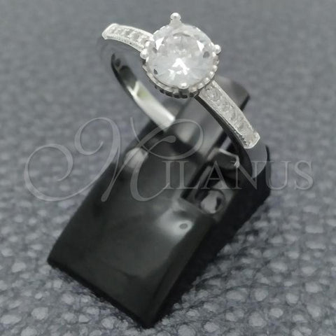 Sterling Silver Wedding Ring, with White Cubic Zirconia, Polished, Silver Finish, 01.398.0009.07