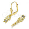 Oro Laminado Dangle Earring, Gold Filled Style Little Girl Design, with Multicolor Micro Pave, Polished, Golden Finish, 02.316.0064.1