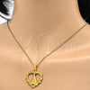 Stainless Steel Religious Pendant, Caridad del Cobre and Heart Design, Polished, Golden Finish, 05.302.0003