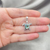 Sterling Silver Fancy Pendant, Turtle Design, with Volcano Opal, Polished, Silver Finish, 05.410.0008.3