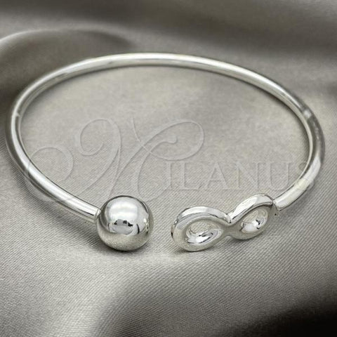 Sterling Silver Individual Bangle, Infinite Design, Polished, Silver Finish, 07.409.0005