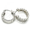 Rhodium Plated Small Hoop, with White Micro Pave, Polished, Rhodium Finish, 02.210.0289.4.20