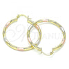 Oro Laminado Medium Hoop, Gold Filled Style Diamond Cutting Finish, Tricolor, 02.213.0152.1.40