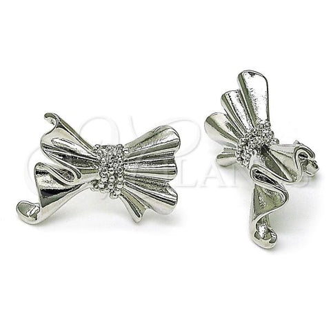 Rhodium Plated Stud Earring, Bow Design, Polished, Rhodium Finish, 02.341.0193.1