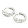 Sterling Silver Huggie Hoop, with White Cubic Zirconia, Polished, Rhodium Finish, 02.332.0077.13