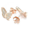 Sterling Silver Stud Earring, Butterfly Design, with White Micro Pave, Polished, Rose Gold Finish, 02.336.0130.1