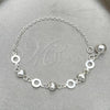Sterling Silver Charm Bracelet, Heart Design, Polished, Silver Finish, 03.409.0005.07