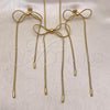 Stainless Steel Necklace and Earring, Bow and Rat Tail Design, Polished, Golden Finish, 06.417.0004