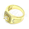 Oro Laminado Mens Ring, Gold Filled Style with White Cubic Zirconia, Polished, Golden Finish, 01.283.0028.11