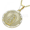 Oro Laminado Religious Pendant, Gold Filled Style Guadalupe Design, Polished, Golden Finish, 05.213.0131
