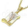 Oro Laminado Religious Pendant, Gold Filled Style Jesus Design, Polished, Tricolor, 05.351.0137
