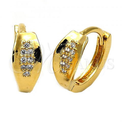 Oro Laminado Huggie Hoop, Gold Filled Style with White Cubic Zirconia, Polished, Golden Finish, 02.63.2325