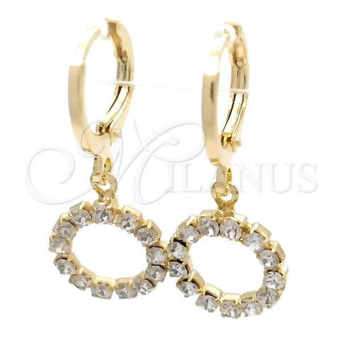 Oro Laminado Huggie Hoop, Gold Filled Style with White Cubic Zirconia, Polished, Golden Finish, 02.02.0495.1.15