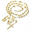 Oro Laminado Large Rosary, Gold Filled Style Crucifix and Guadalupe Design, Diamond Cutting Finish, Golden Finish, 5.210.004