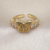 Oro Laminado Multi Stone Ring, Gold Filled Style Butterfly Design, with White Cubic Zirconia, Polished, Golden Finish, 01.341.0144.1