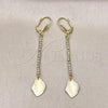 Oro Laminado Long Earring, Gold Filled Style Leaf Design, with Cubic Zirconia, Golden Finish, 5.081.012
