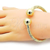 Oro Laminado Individual Bangle, Gold Filled Style Ball and Twist Design, Polished, Golden Finish, 07.341.0052