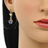 Oro Laminado Leverback Earring, Gold Filled Style with Light Sapphire Crystal, Polished, Golden Finish, 02.122.0112.2