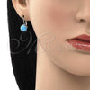 Sterling Silver Leverback Earring, with Turquoise Cubic Zirconia, Polished,, 02.63.2622.5