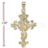 Oro Laminado Religious Pendant, Gold Filled Style Crucifix Design, Golden Finish, 5.188.013