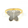 Oro Laminado Baby Ring, Gold Filled Style Butterfly Design, Polished, Two Tone, 01.21.0037.04 (Size 4)