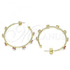 Oro Laminado Medium Hoop, Gold Filled Style Evil Eye Design, Red Enamel Finish, Golden Finish, 02.213.0219.2.30