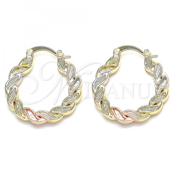 Oro Laminado Small Hoop, Gold Filled Style Polished, Tricolor, 02.170.0344.25