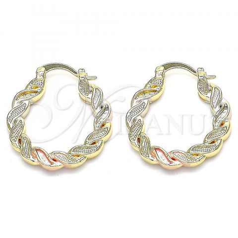 Oro Laminado Small Hoop, Gold Filled Style Polished, Tricolor, 02.170.0344.25