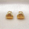 Oro Laminado Stud Earring, Gold Filled Style Chunky Design, Diamond Cutting Finish, Golden Finish, 02.342.0346