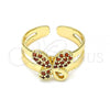 Oro Laminado Baby Ring, Gold Filled Style Butterfly Design, with Garnet Micro Pave, Polished, Golden Finish, 01.233.0017.1 (One size fits all)