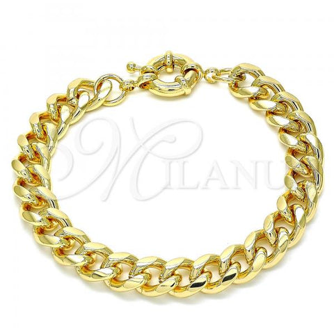 Oro Laminado Basic Bracelet, Gold Filled Style Miami Cuban Design, Polished, Golden Finish, 03.319.0011.08
