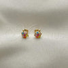 Oro Laminado Stud Earring, Gold Filled Style Turtle Design, Multicolor Enamel Finish, Golden Finish, 02.02.0508