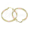 Oro Laminado Medium Hoop, Gold Filled Style Diamond Cutting Finish, Tricolor, 02.213.0256.40