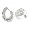 Sterling Silver Huggie Hoop, with White Micro Pave, Polished, Rhodium Finish, 02.186.0068.15