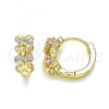 Oro Laminado Huggie Hoop, Gold Filled Style with Multicolor Cubic Zirconia, Polished, Golden Finish, 02.210.0559.3.12