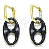 Oro Laminado Huggie Hoop, Gold Filled Style Black Enamel Finish, Golden Finish, 02.362.0006.3.12