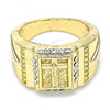 Oro Laminado Mens Ring, Gold Filled Style Crucifix Design, with White Crystal, Polished, Golden Finish, 01.351.0009.10 (Size 10)