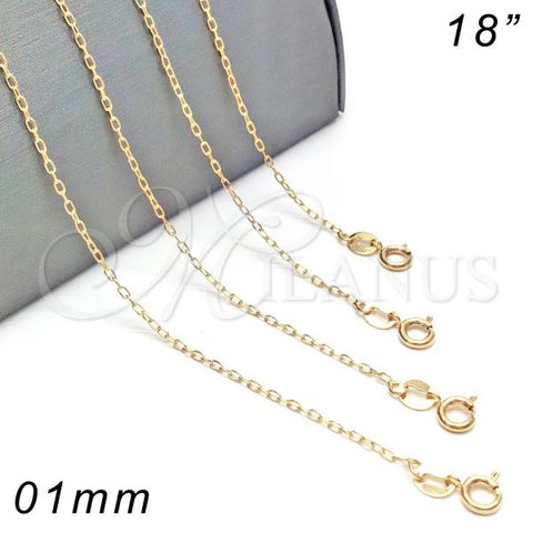 Oro Laminado Basic Necklace, Gold Filled Style Rolo Design, Polished, Golden Finish, 04.09.0187.18