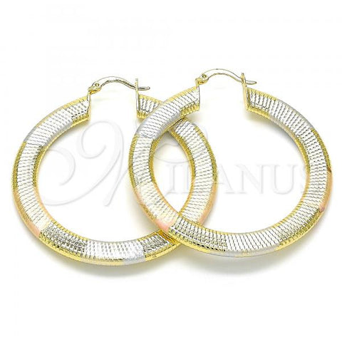 Oro Laminado Large Hoop, Gold Filled Style Polished, Tricolor, 02.170.0226.50