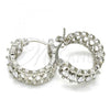 Rhodium Plated Small Hoop, with White Cubic Zirconia, Polished, Rhodium Finish, 02.210.0299.5.20