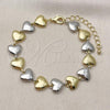 Oro Laminado Tennis Bracelet, Gold Filled Style Heart Design, Polished, Two Tone, 03.341.0242.07